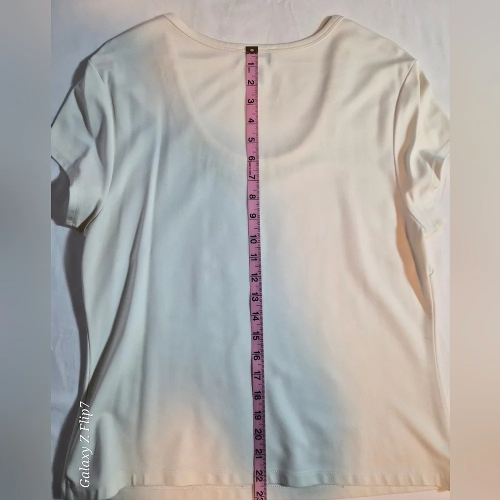 Talbots Petites White Beaded Neckline Short Sleeve Top Size LP - Picture 7 of 9